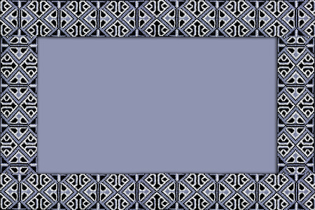 frame with a border of black-white embroidered patternsの写真素材