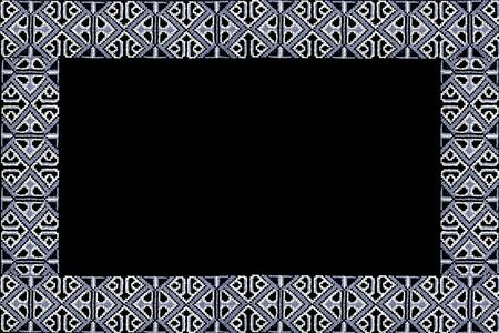 frame with a border of black-white embroidered patternsの写真素材