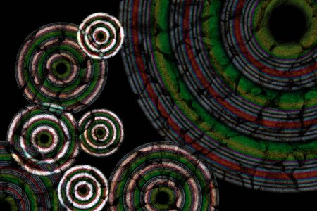 Dark abstract background with circles and stainsの写真素材