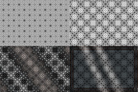 set of four black and white patternsの写真素材