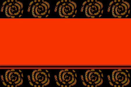 orange background with a border and colorful circlesの写真素材