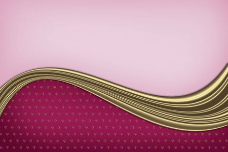Pink abstract background with  gold wavy linesの写真素材