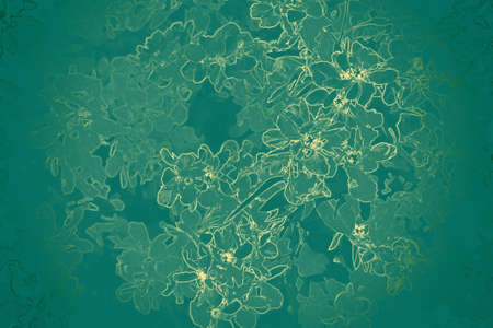 Abstract turquoise background with a floral designの写真素材