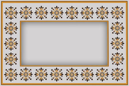 white background with  yellow floral patterns and copy spaceの写真素材