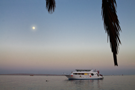full moon evening over the Red Seaの写真素材
