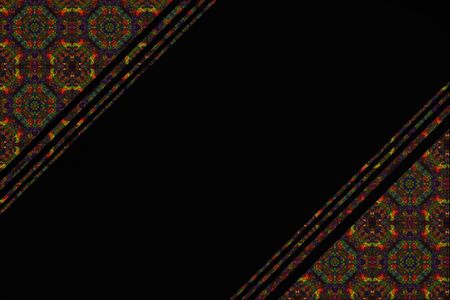 black background with colorful patterned cornersの写真素材