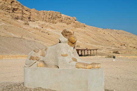 Sphinx near the temple of Queen Hatshepsut in Egyptの写真素材