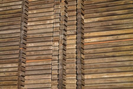 background wall from wooden logs closeupの写真素材