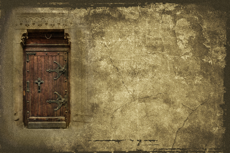 Vintage background with old wooden door and copy spaceの写真素材