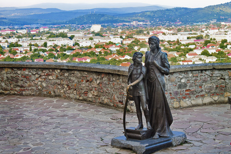 Mukachevo, Ukraine - July 22: statue of Ilona Zrini on a viewing platform in the castle Palanok July 22, 2016 in Mukachevo, Ukraineの写真素材