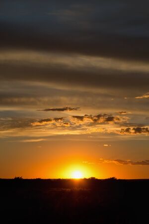 vertical landscape with the setting sunの写真素材