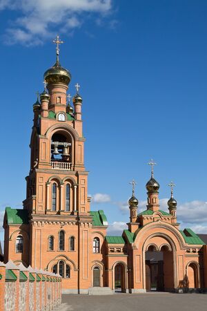belfry Golosiivsky Holy Protection Monastery in Kiev, Ukraineの写真素材