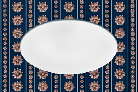blue background with copper flowers and  oval copy spaceの写真素材