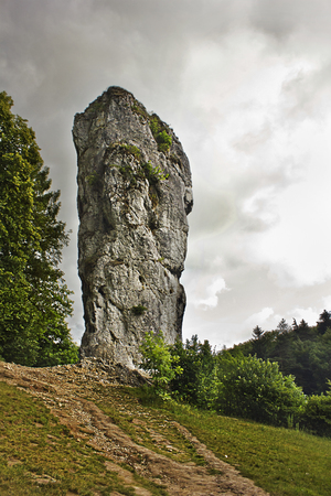 Landscape with a rock. The Rock of Hercules in Polandの写真素材