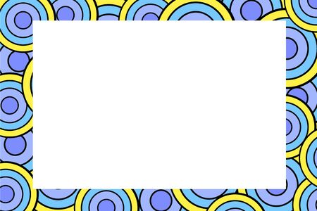 Abstract frame closeup with yellow-blue circles and copy space.の写真素材