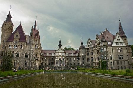 Moszna, Poland - June 13: Ancient Moszna Castle june 13, 2020 in Moszna, Polandのeditorial素材