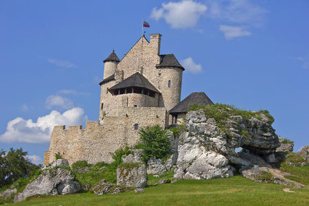 Bobolice, Poland - june 27: Bobolice medieval castle from the 14th century. Eagle's Nest Trail June 27, 2020 in Bobolice, Polandのeditorial素材