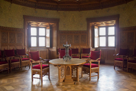 Bojnice, Slovakia - September 13: interior of an ancient 12th century castle September 13, 2020 in Bojnice, Slovakiaのeditorial素材