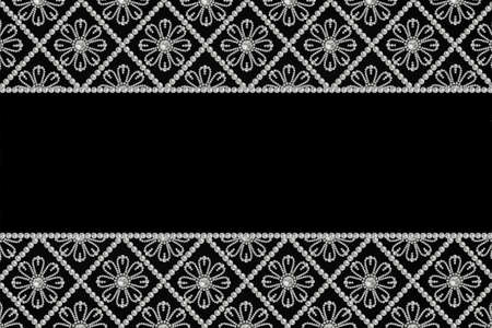 pearl bead pattern on black background with copy spaceの写真素材
