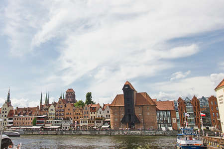 Gdansk, Poland - august 9: old buildings on the banks of the canal in the historical part of the city on august 9, 2021 in Gdansk, Polandの写真素材