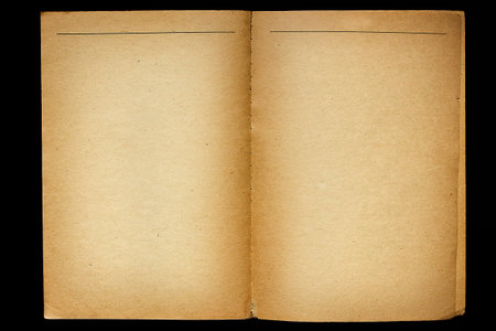 Background of an old open book with clean, yellowed pages  close-up and copy spaceの写真素材