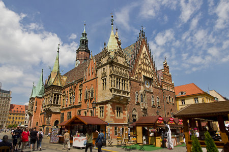 Wroclaw, Poland -  june 5: Market Square, Town Hall building  june 5, 2021 in Wroclaw, Polandのeditorial素材
