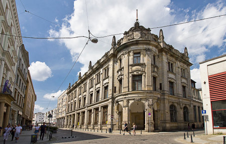 Wroclaw, Poland -  june 5: Wroclaw street with old buildings  june 5, 2021 in Wroclaw, Polandのeditorial素材