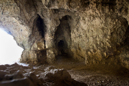 a cave in the chalk cliffs of the Polish Juraの写真素材
