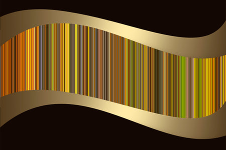 abstract yellow and orange striped background with gold wavy lineの写真素材