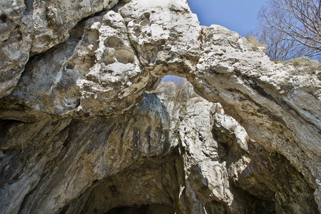 a cave in the chalk cliffs of the Polish Juraの写真素材