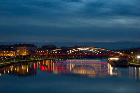 A cloudy evening on the banks of the Vistulaの写真素材