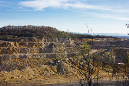 Autumn landscape with a view of the dolomite mine