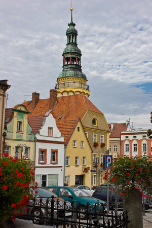 Otmuchov, Poland - 6 September: Old Town Centre and Town Hall 6 September, 2022 in Otmuchov, Polandのeditorial素材