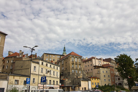 Historical city centre with ancient architecture  in Klodzko, Polandの写真素材