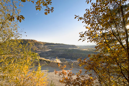 Autumn landscape with a view of the dolomite mineの写真素材