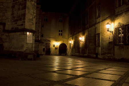 Church of the Assumption of the Blessed Virgin Mary in Klodzko Night Townのeditorial素材