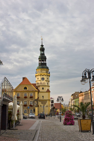 Otmuchov, Poland - 6 September: Old Town Centre and Town Hall 6 September, 2022 in Otmuchov, Polandのeditorial素材