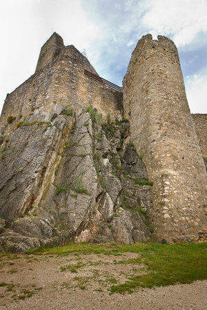 The ancient 12th century Beckov Castle in Slovakia.の写真素材