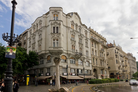 Old house in the centre of Budapest. Streets in the historic city centreの写真素材