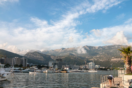 Marina on the Adriatic Sea in Budva, Montenegroの写真素材