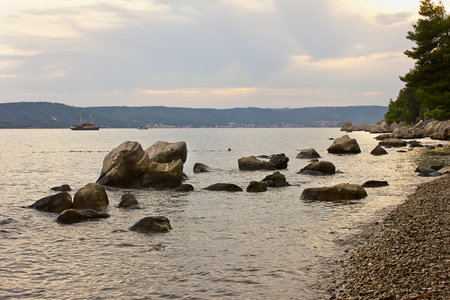 Picturesque rocks in the sea on the Adriatic coast.の写真素材
