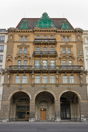 An old house in the center of Vienna. The facade of an old house. Sights of Europeの写真素材