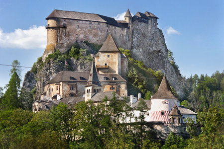Orava Castle in Slovakia. An old medieval castle on a mountain.の写真素材