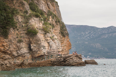 Rocky shore of the Adriatic Sea in Montenegroの写真素材