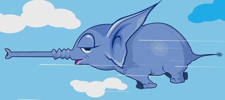 Illustration of elephant flying in skyの写真素材