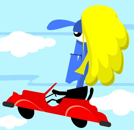 Illustration of fantasy of a man on car	の写真素材