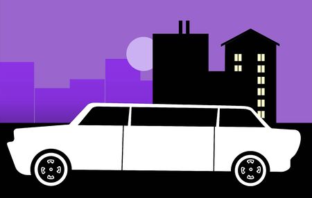 Illustration of a white limousine carの写真素材