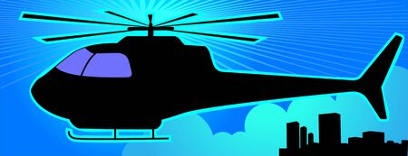 Illustration of a white helicopter	  の写真素材