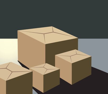 Illustration of a four parcel boxes	の写真素材