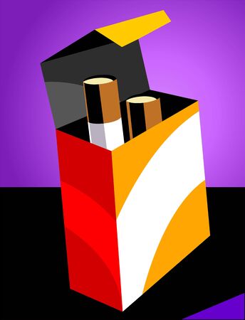 Illustration of cigarettes in a packet	の写真素材